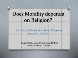 Does Morality depends on Religion?