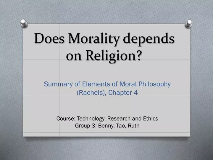 does morality depends on religion