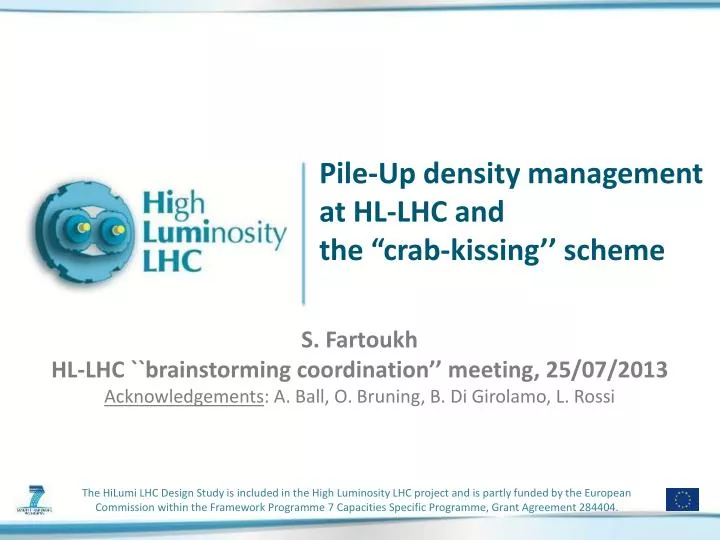 pile up density management at hl lhc and the crab kissing scheme