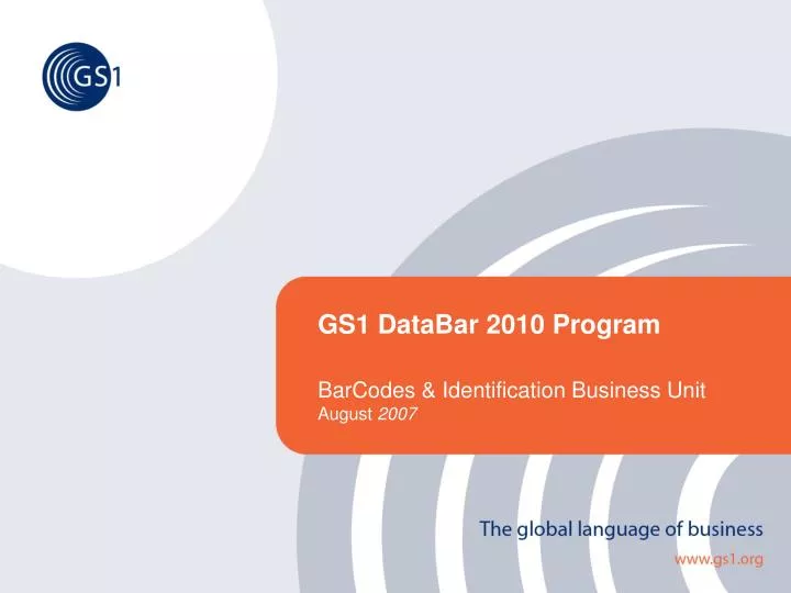 gs1 databar 2010 program barcodes identification business unit august 2007