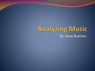 Analyzing Music