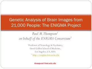 Genetic Analysis of Brain Images from 21,000 People: The ENIGMA Project
