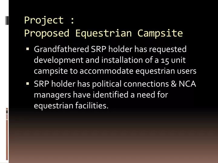 project proposed equestrian campsite