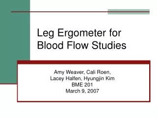 Leg Ergometer for Blood Flow Studies