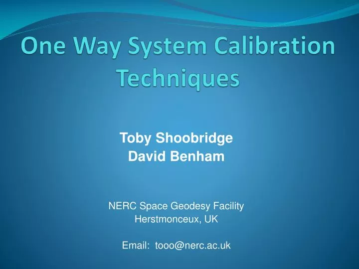 one way system calibration techniques