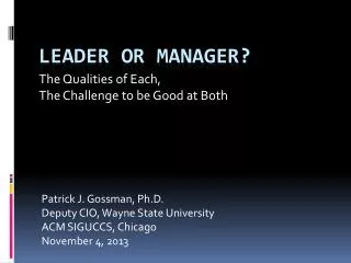 LEADER or Manager?
