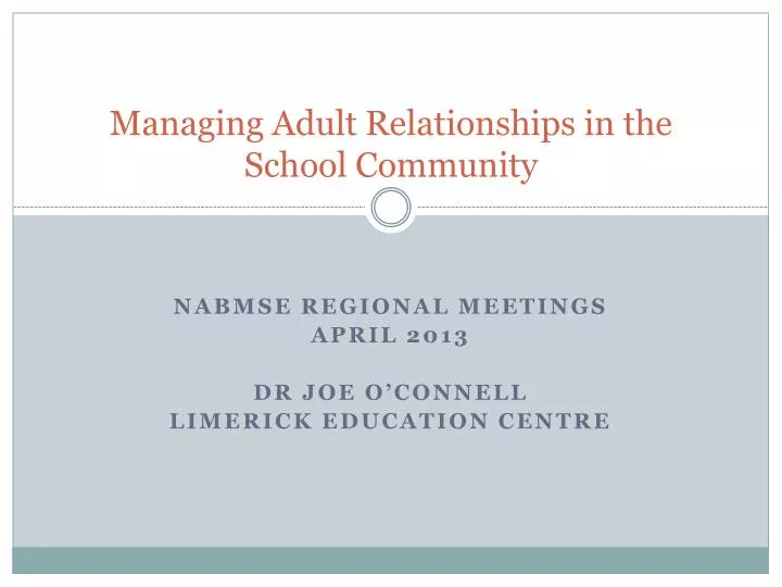 managing adult relationships in the school community