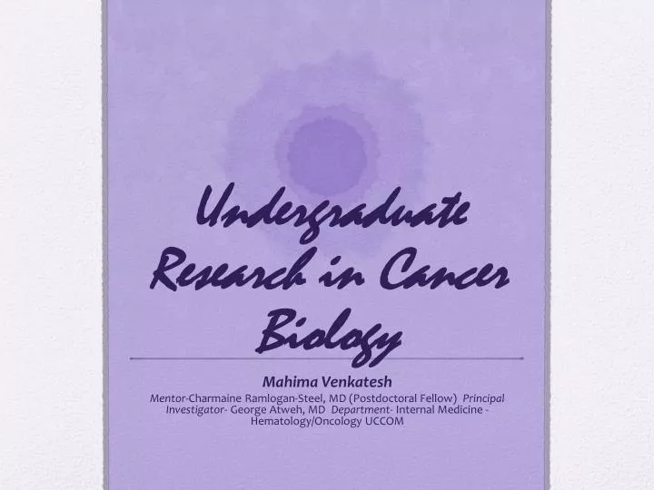 undergraduate research in cancer biology