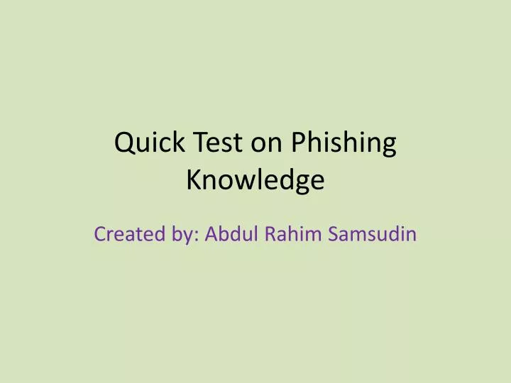quick test on phishing knowledge