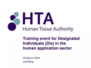 Training event for Designated Individuals (DIs) in the human application sector