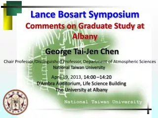 Lance Bosart Symposium Comments on Graduate Study at Albany