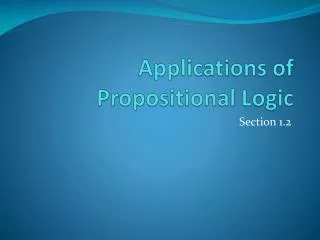 Applications of Propositional Logic