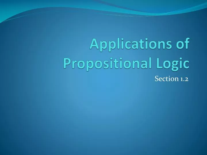 applications of propositional logic
