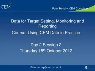 Data for Target Setting, Monitoring and Reporting
