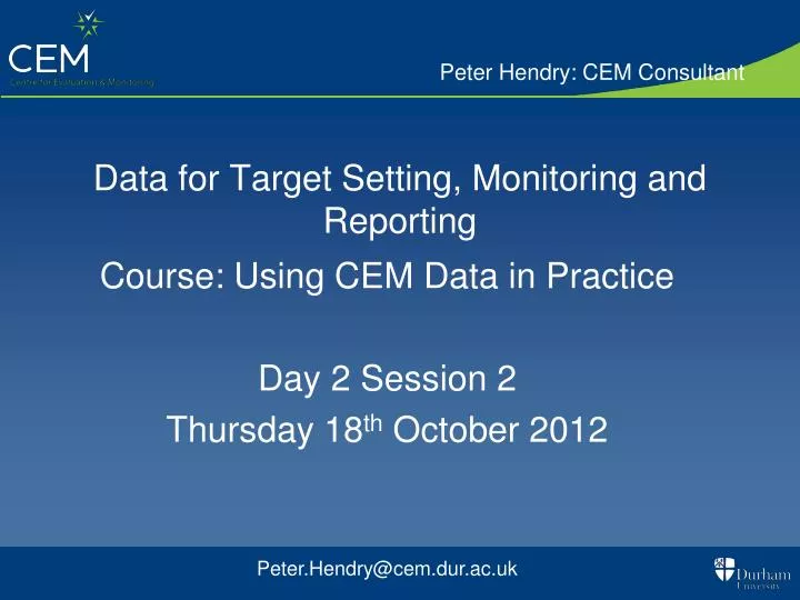 data for target setting monitoring and reporting