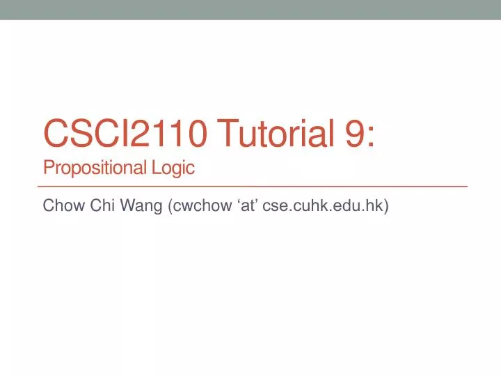 csci2110 tutorial 9 propositional logic