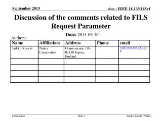 Discussion of the comments related to FILS Request Parameter