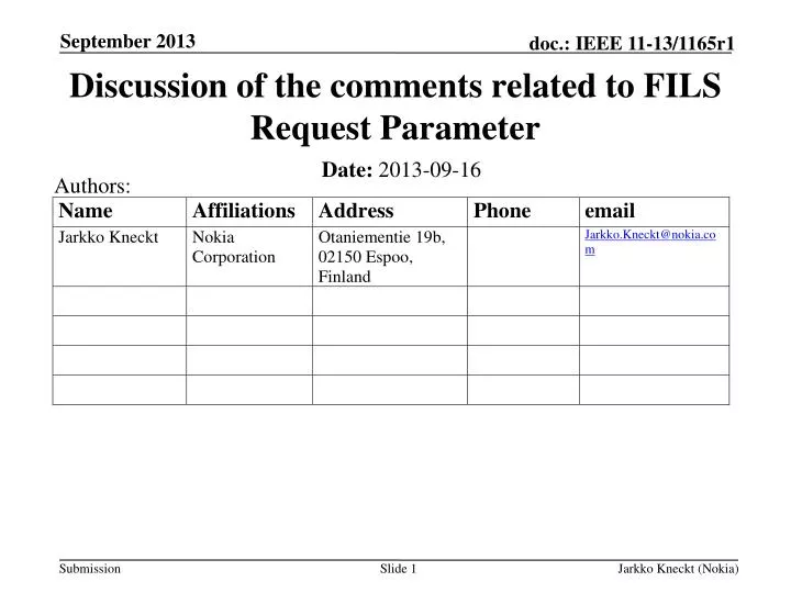 discussion of the comments related to fils request parameter