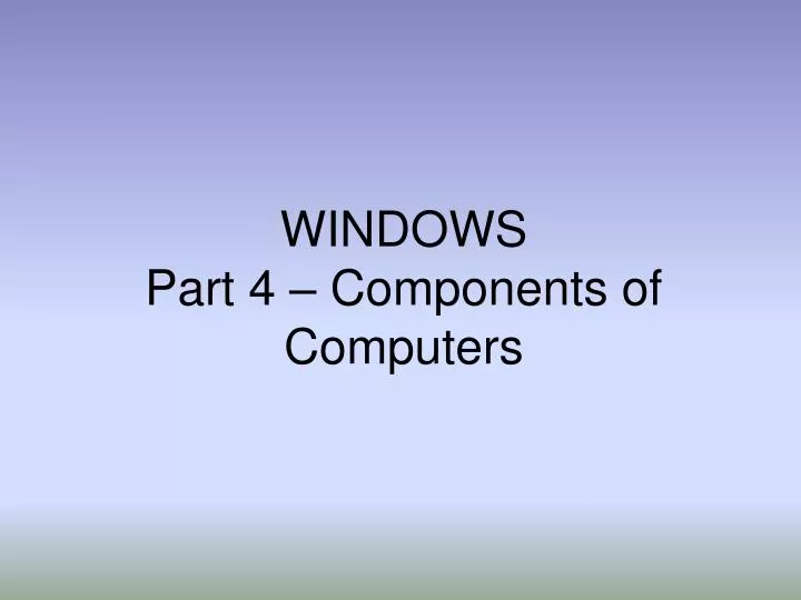 windows part 4 components of computers