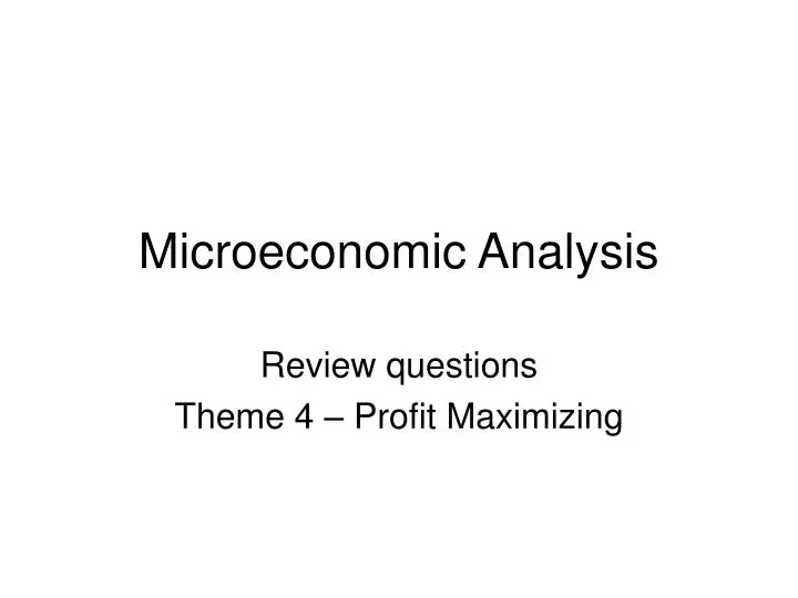 microeconomic analysis
