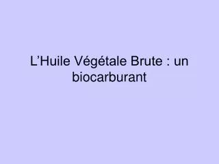 l huile v g tale brute un biocarburant