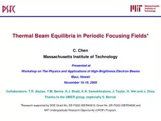 Thermal Beam Equilibria in Periodic Focusing Fields*