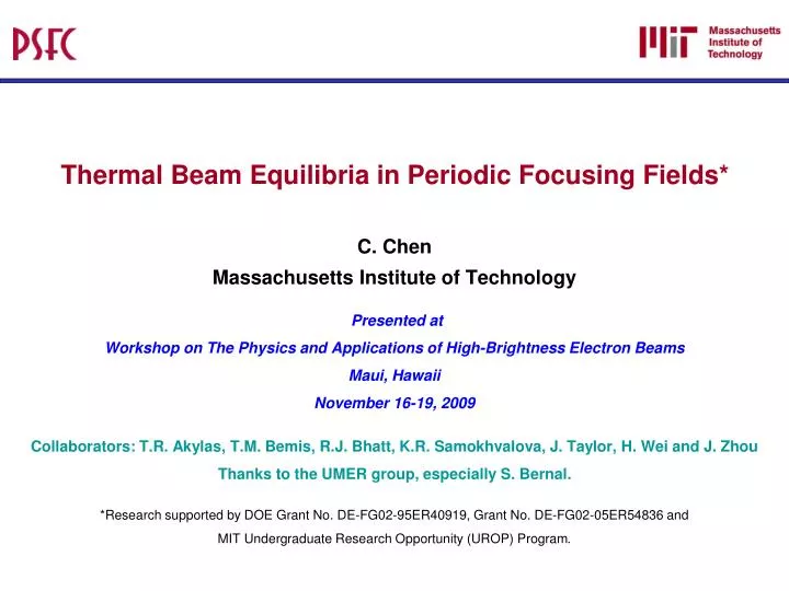 thermal beam equilibria in periodic focusing fields