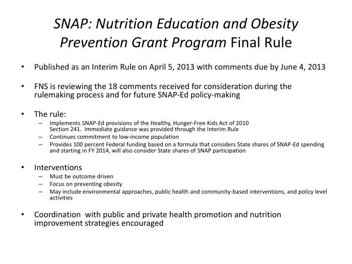 snap nutrition education and obesity prevention grant program final rule