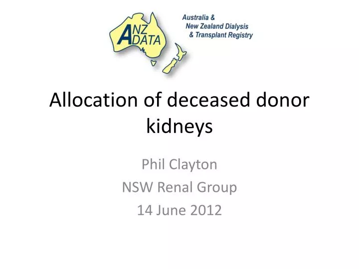 allocation of deceased donor kidneys