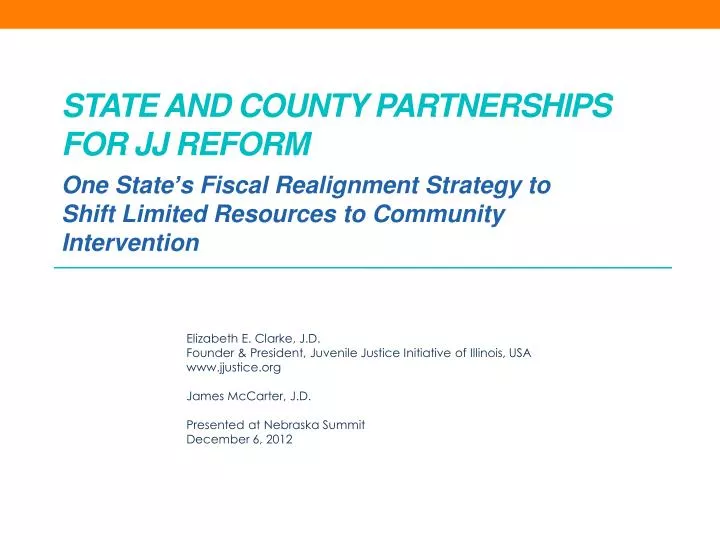 state and county partnerships for jj reform
