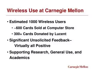 Wireless Use at Carnegie Mellon