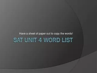 SAT Unit 4 Word List