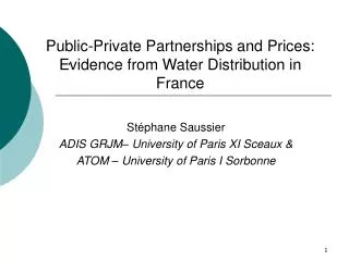 Public-Private Partnerships and Prices: Evidence from Water Distribution in France