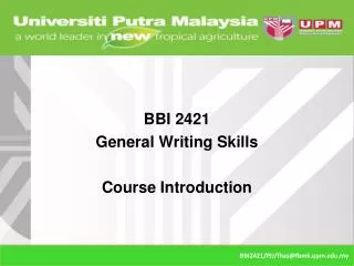 BBI 2421 General Writing Skills Course Introduction