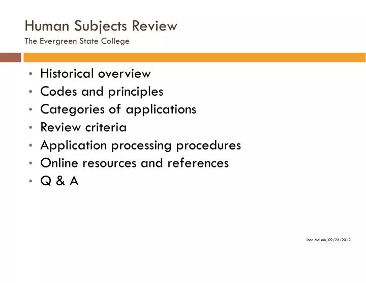 human subjects review the evergreen state college