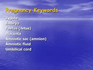 Pregnancy Keywords