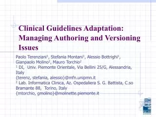 Clinical Guidelines Adaptation: Managing Authoring and Versioning Issues