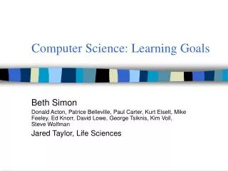 Computer Science: Learning Goals