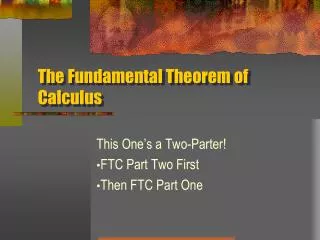 The Fundamental Theorem of Calculus