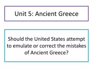 Should the United States attempt to emulate or correct the mistakes of Ancient Greece?