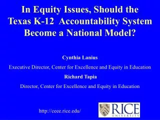 In Equity Issues, Should the Texas K-12 Accountability System Become a National Model?