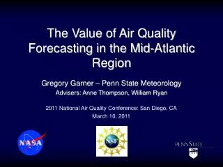 The Value of Air Quality Forecasting in the Mid-Atlantic Region