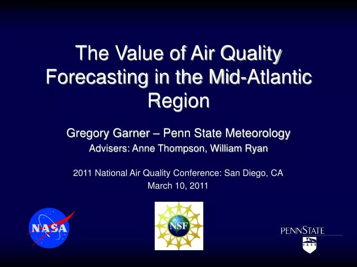 the value of air quality forecasting in the mid atlantic region