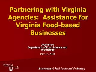 Partnering with Virginia Agencies: Assistance for Virginia Food-based Businesses