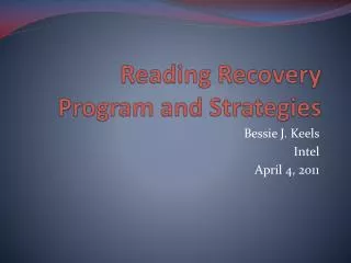 Reading Recovery Program and Strategies