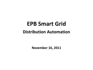 EPB Smart Grid Distribution Automation