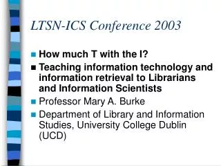 LTSN-ICS Conference 2003