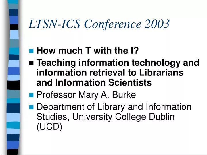 ltsn ics conference 2003