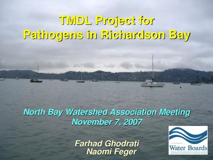 tmdl project for pathogens in richardson bay