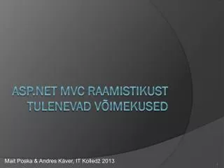 asp net mvc raamistikust tulenevad v imekused